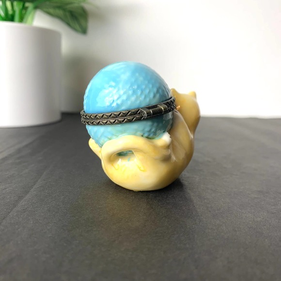 90s Cat Earring or Ring Box Ceramic Jewelry Container Vintage - Picture 7 of 12